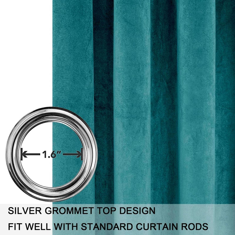 SMILETIME Lake Blue 120 in Long Velvet Curtains with Grommet, Thermal Insulated Super Soft Privacy Noise Reducing Light Filtering Velvet Curtains for Living Room, 2 Panels, Each 52 x 120 inches Long - Image 3